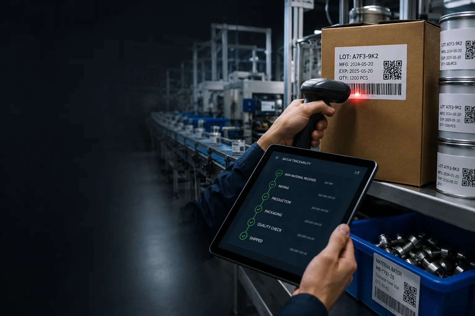 Barcode scanning and batch traceability in MES