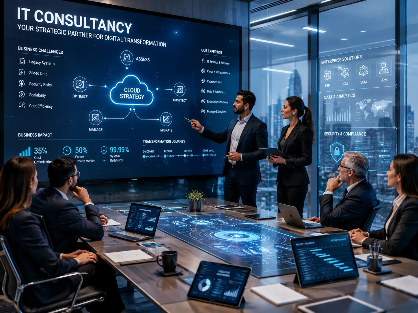 Smart factory teams reviewing connected digital systems