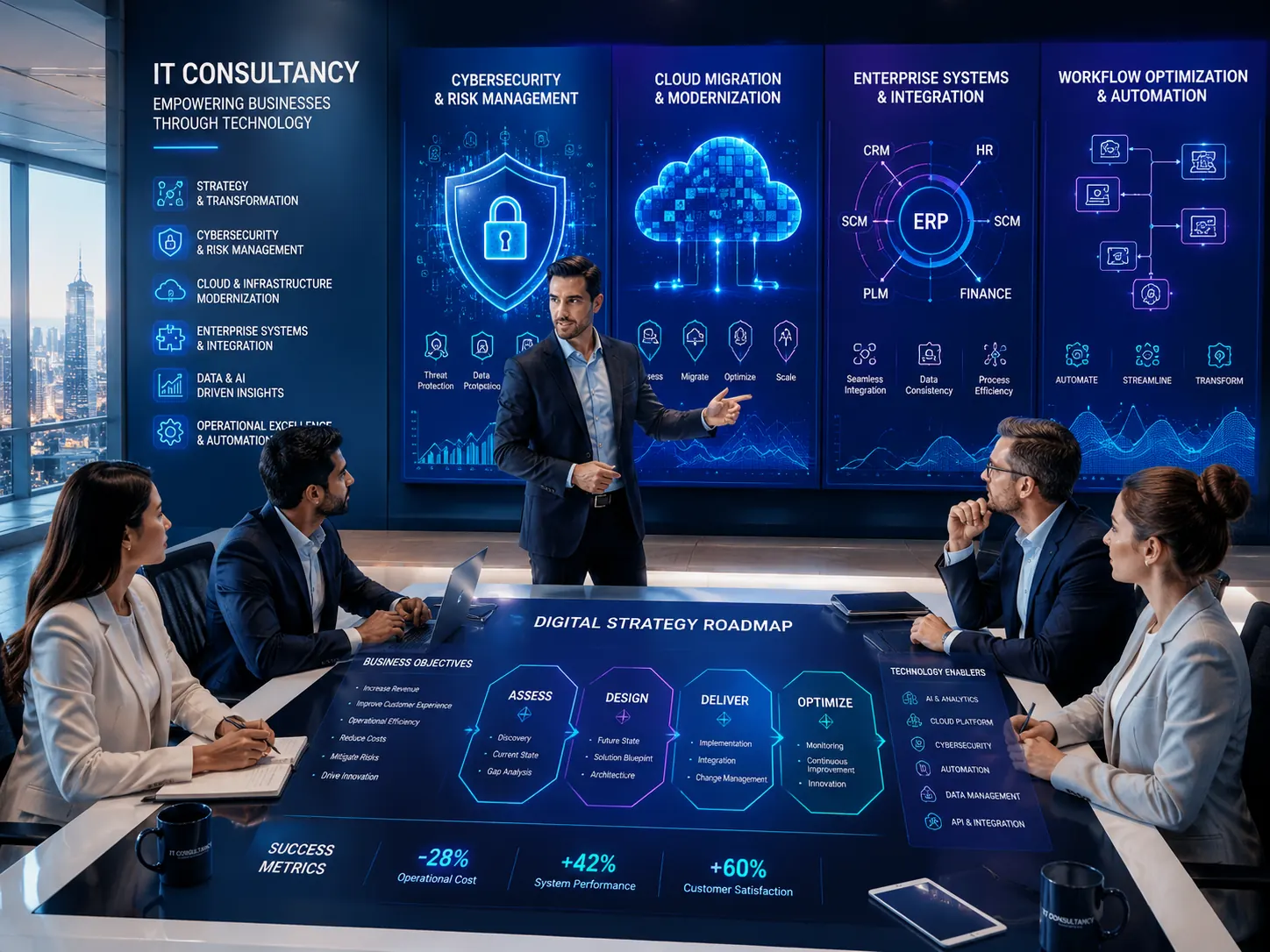 IT consultancy team presenting a technology roadmap