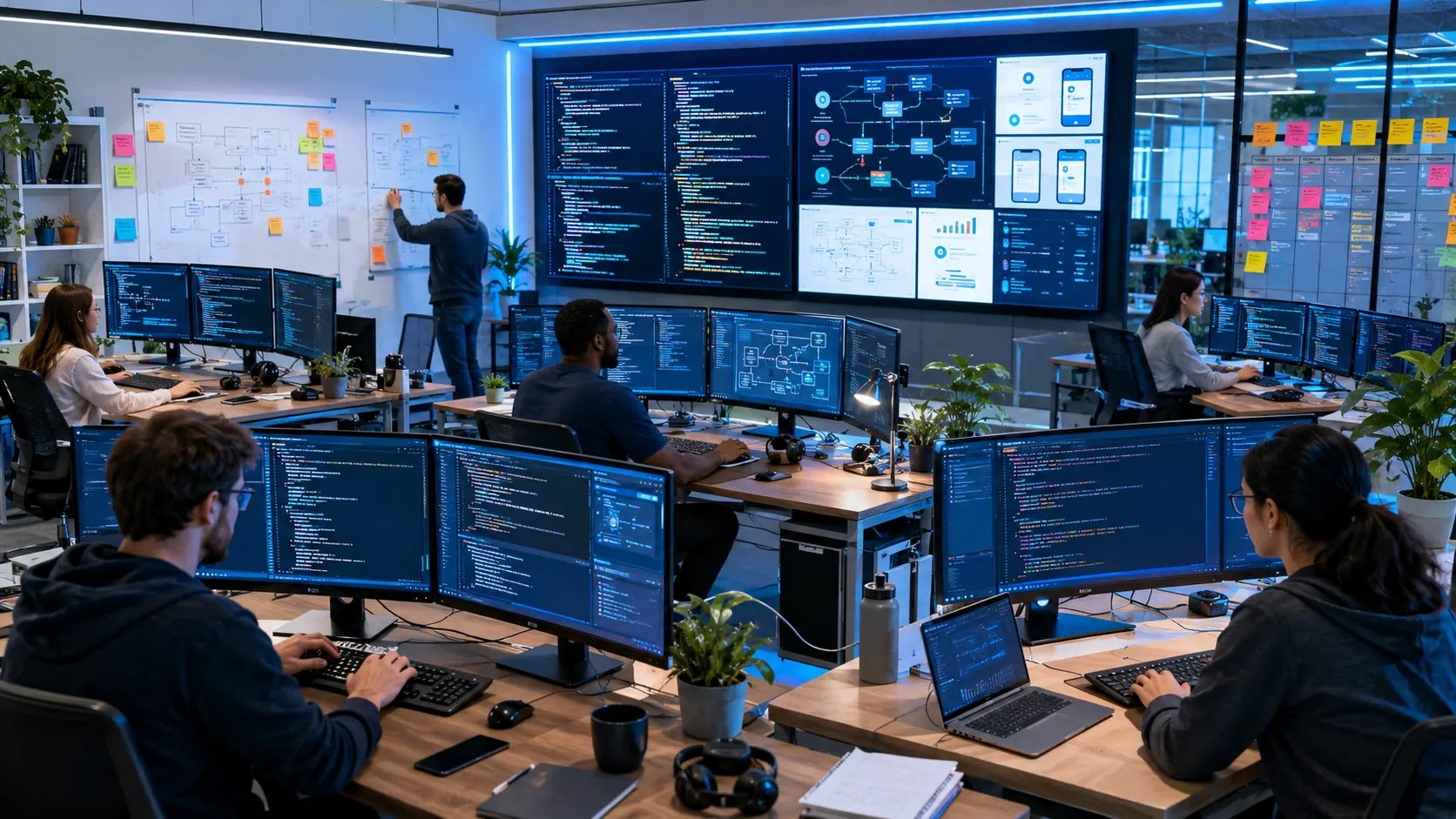 Team working on a professional web platform